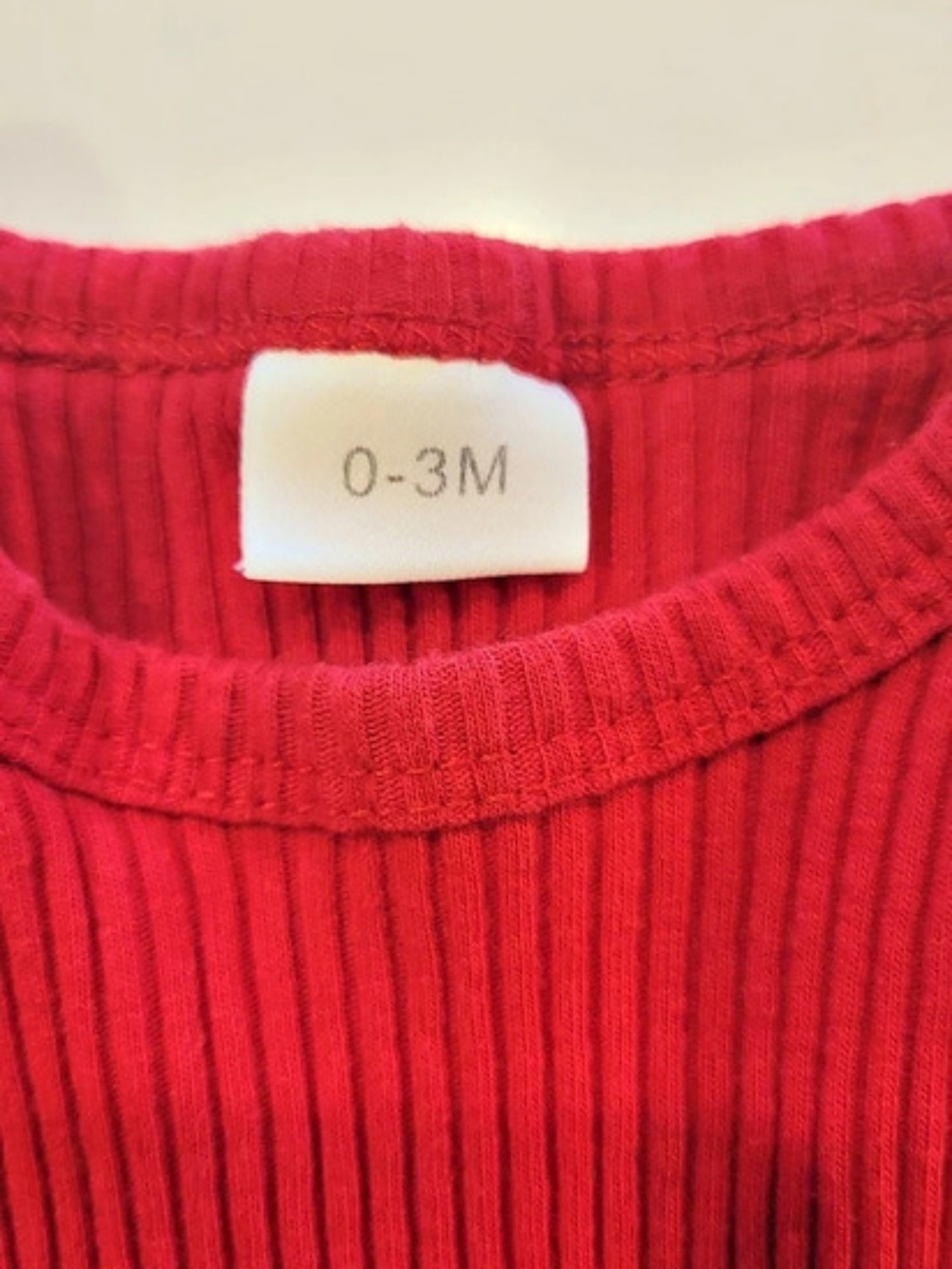 Red Ribbed Ruffle Sleeve Bodysuit Baby 0-3M - Picture 3 of 3